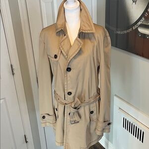 Hugo Boss Single Breasted Tan Trench Coat, Cotton Blend, Unlined, Men’s 42R